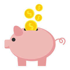 Money box piggy bank with coin