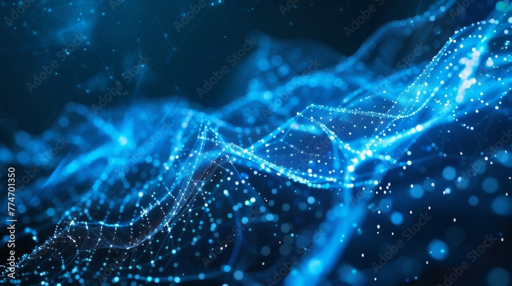 Poster abstract digital network waves illustrating ai technology
