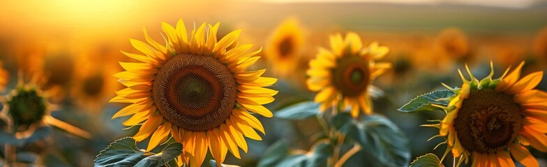 Golden Sunflowers in a Field of Sunlight Generative AI