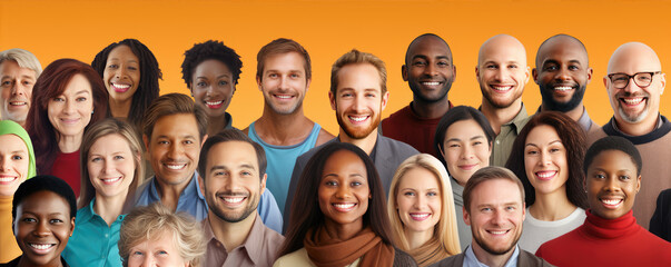 Obraz premium Multi ethnic or multicultural people wide banner. People of different nationalities having fun together.