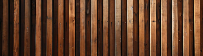 Stained Vertical Wooden Plank Wall. A wall composed of vertical wooden planks, each stained in warm shades, creates a uniform and textured backdrop.