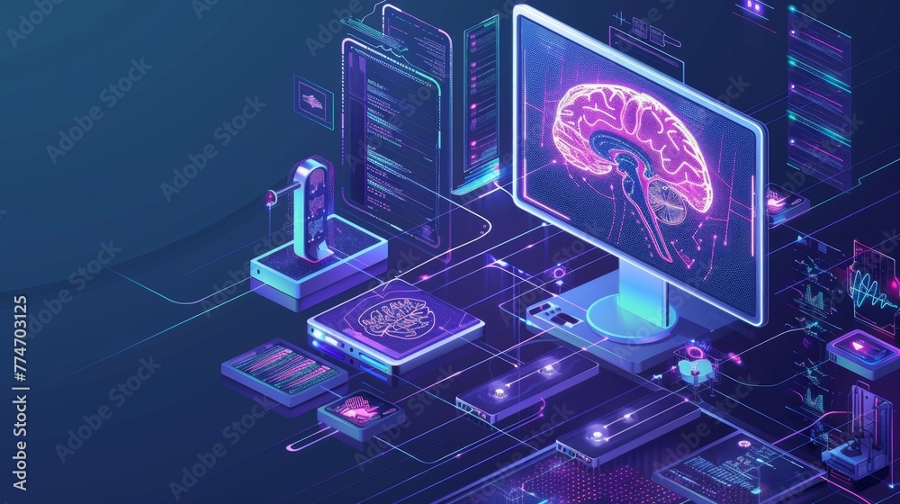Poster Computer Screen Displaying Brain Activity