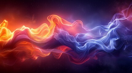 A colorful, swirling line of fire with orange and blue colors