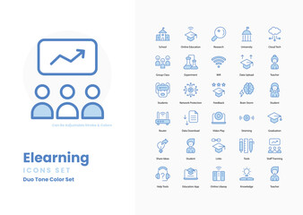 elearning vector icon Online Learning, E-books, Video Lectures, Webinars, Virtual Classroom, E-learning Platform, vector illustration
