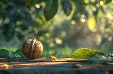 Fall's Nutty Delight A Nutty Nut on a Wooden Table Generative AI