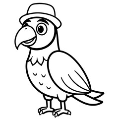 Bird with hat vector art with silhouette 