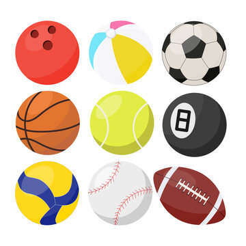 Sports balls. Ball for football, tennis, volleyball, baseball and football. Children's ball