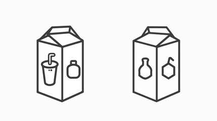 Milk carton box line icon outline vector sign linear - obrazy, fototapety, plakaty