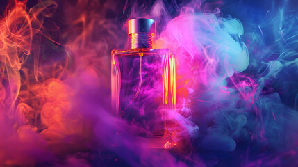 A vibrant bottle of perfume