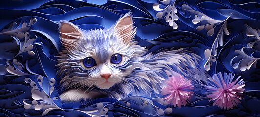 paper quilling cat, ai generative