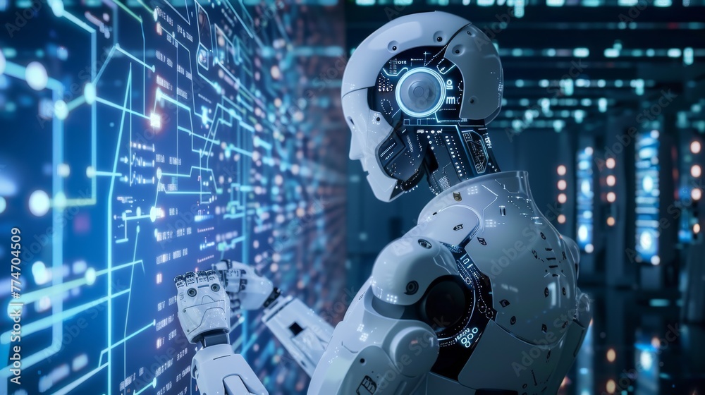 Poster Advanced Robot Analyzing Data in High-Tech Laboratory