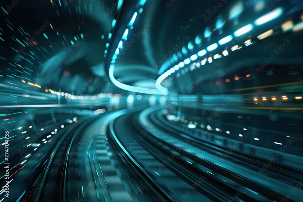 Poster futuristic tunnel of light. background image. created with generative ai technology.