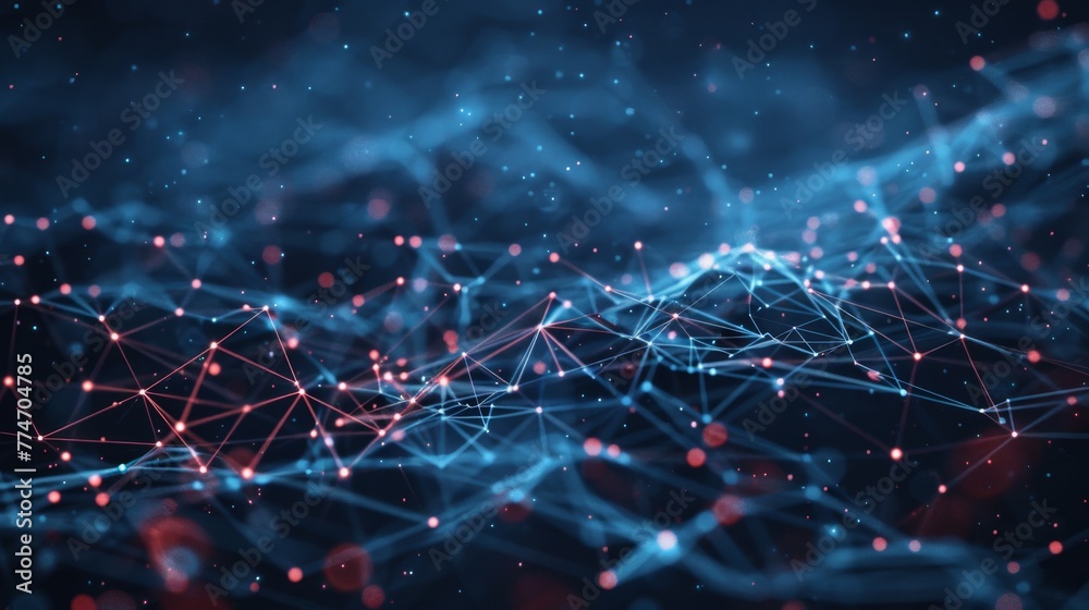Poster Intricate Network of AI Neural Connections Illuminated With Lights