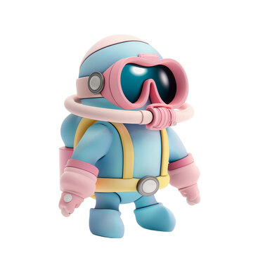 Diving icon, 3D render clay style, Travel theme, studio short, pastel , PNG transparent background 