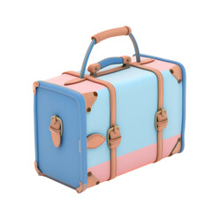 Luggage icon, 3D render clay style, Travel theme, studio short, pastel , PNG transparent background 