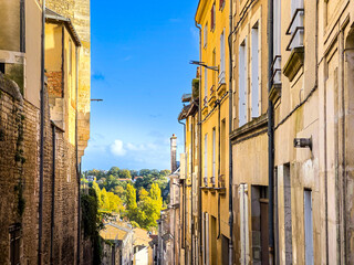 Street view of old village Poitiers in France - obrazy, fototapety, plakaty