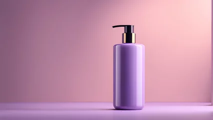Foto op Aluminium 3D Skin Care Product Elegant Purple Shampoo Bottle Mockup Perfect for Cream and Hygiene Essentials © Jati