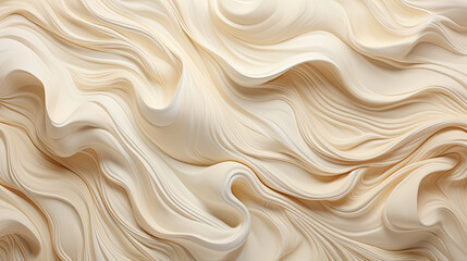 Delicate beige cream background. Soft waves made of plaster, pastel abstract template. Wall stucco...