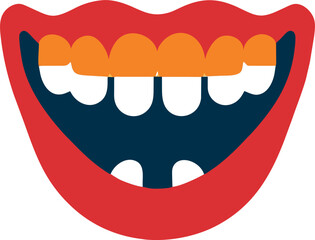 human teeth jaw, icon colored shapes