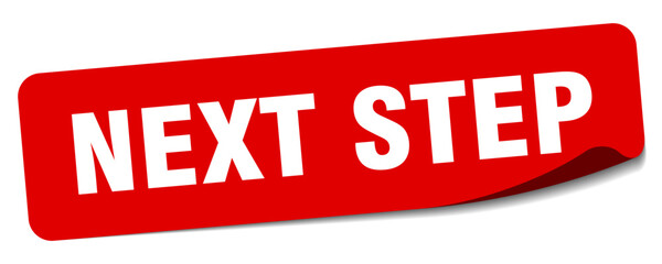 next step sticker. next step label