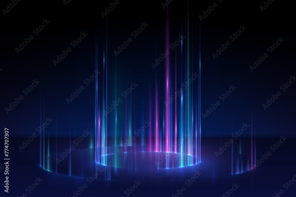 Canvas Prints neon light circle effect on black background