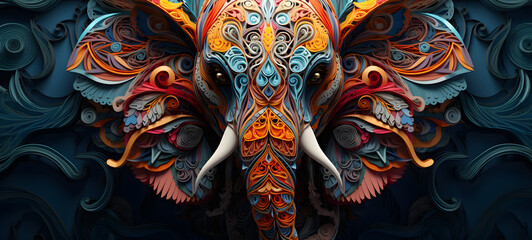 paper quilling elephant, ai generative
