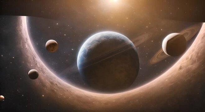 Video. Universe. The movement of the planets. 