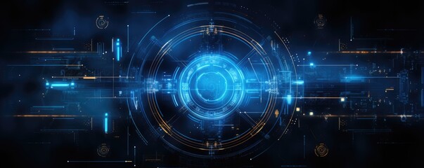 Fototapeta premium Blue and Black Background With Circles and Lines