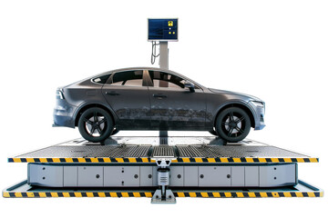Car on Lift With Monitor