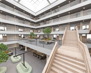 modern office building with stairway - 774709117