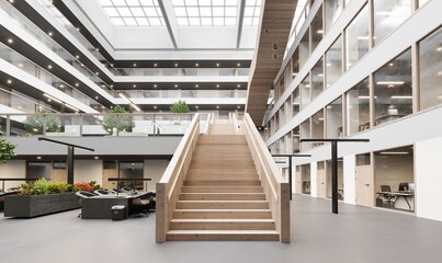 modern office building with stairway - 774709123