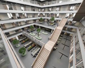 modern office building with stairway - 774709130