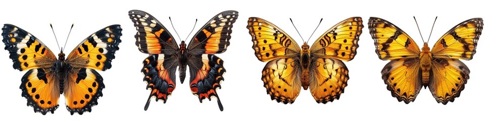 Butterfly collection isolated on transparent background