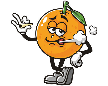 recommend clip art: smoking Orange fruit cartoon mascot illustration character vector clip art hand drawn