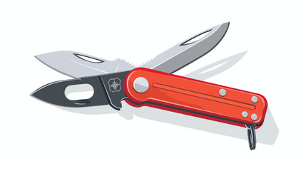 Multifunctional pocket knife icon flat vector - obrazy, fototapety, plakaty