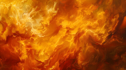 An intense and raging inferno of flames forming an abstract background. Swirling tongues of bright orange and red fire with streaks of yellow and white engulfing the entire canvas