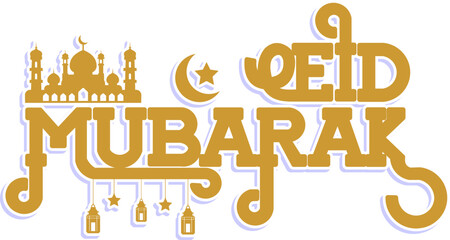 Eid Mubarak Typography Decoration Sticker