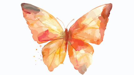 Natural background with butterly. Watercolor flat vector