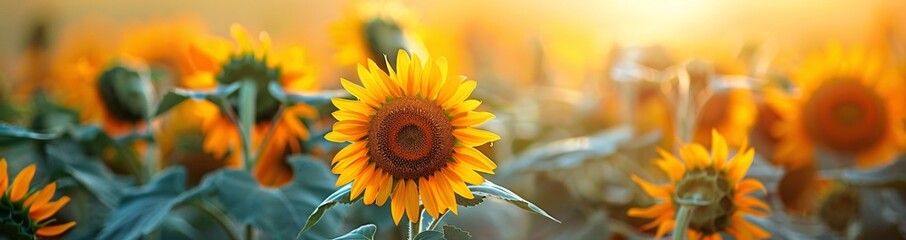 Golden Sunflower in Full Bloom Generative AI - obrazy, fototapety, plakaty