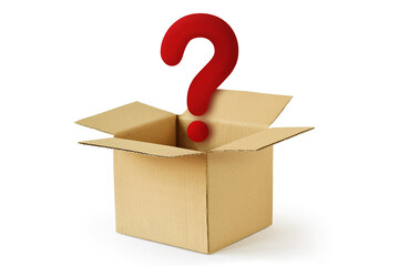 Cardboard box with question mark - Concept of mystery box