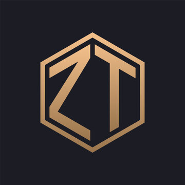 Elegant Hexagon Letter ZT Logo Design. Initial Luxurious ZT Logo Template