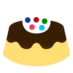 Pudding With Topping Whipped Cream And Colorful Fancy Chocolate Cartoon illustration Sweet Cartoon Dessert Cartoon