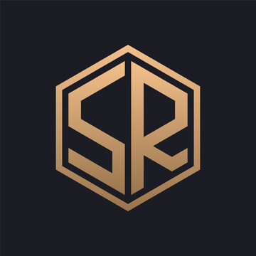 Elegant Hexagon Letter SR Logo Design. Initial Luxurious SR Logo Template
