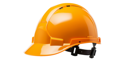 A vibrant orange hard hat with a clip attached on the side, ready for action