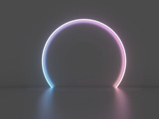 Stand with neon light 3d rendering
