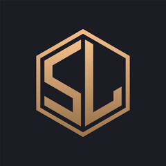 Elegant Hexagon Letter SL Logo Design. Initial Luxurious SL Logo Template