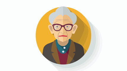 Old woman flat icon with long shadow flat vector 
