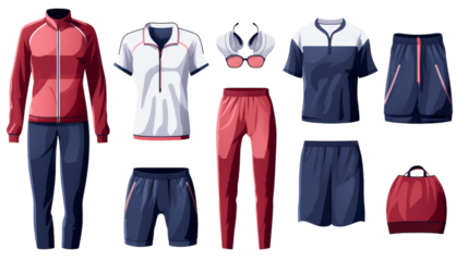 A stylish womans clothing set displayed with trendy sunglasses and a chic backpack