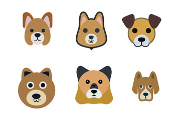 Fototapeta premium Cartoon animal head set featuring dog, Fun illustration collection of baby animals in vector