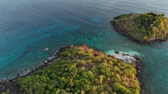Exploring the Cousteau Reserve: Aerial Views of Marine Splendor in Guadeloupe, Captured in 60fps